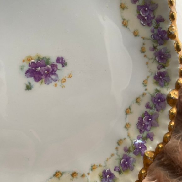 Antique Limoges LS&S Purple Flower with Gold trim Plate - Picture 6 of 7